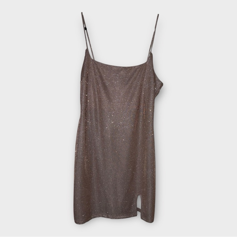 Q NWT Sparkling Brown Slip Dress - Picture 6 of 11